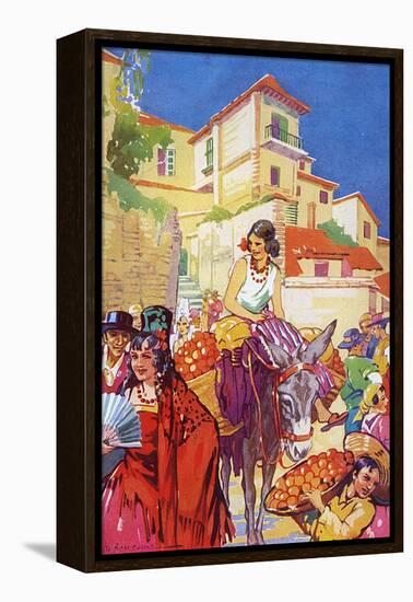 Colourful Street Life in Granada, Spain-null-Framed Stretched Canvas