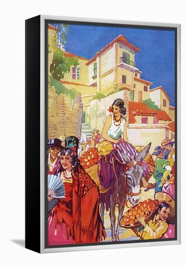 Colourful Street Life in Granada, Spain-null-Framed Stretched Canvas