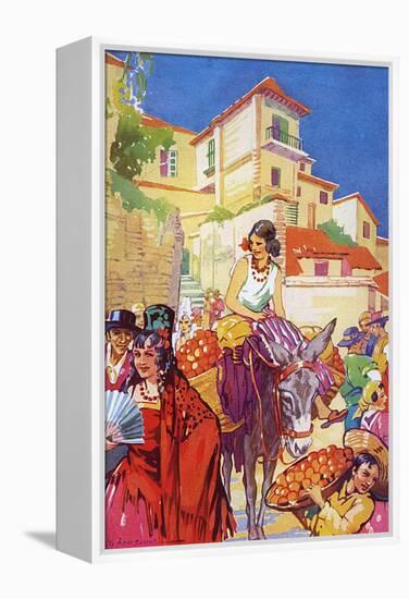 Colourful Street Life in Granada, Spain-null-Framed Stretched Canvas