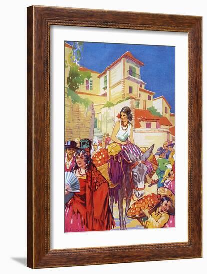 Colourful Street Life in Granada, Spain-null-Framed Art Print