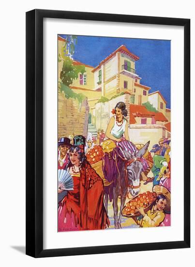 Colourful Street Life in Granada, Spain-null-Framed Art Print
