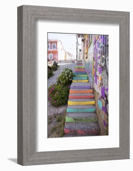 Colourful Street, Valparaiso, Chile-Peter Groenendijk-Framed Photographic Print