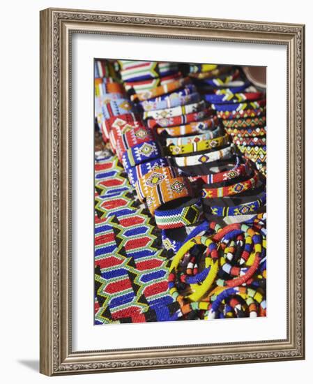 Colourful Traditional African Souvenirs on Beachfront, Durban, Kwazulu-Natal, South Africa-Ian Trower-Framed Photographic Print