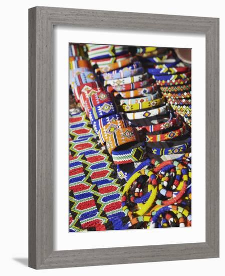 Colourful Traditional African Souvenirs on Beachfront, Durban, Kwazulu-Natal, South Africa-Ian Trower-Framed Photographic Print