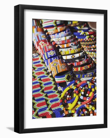 Colourful Traditional African Souvenirs on Beachfront, Durban, Kwazulu-Natal, South Africa-Ian Trower-Framed Photographic Print