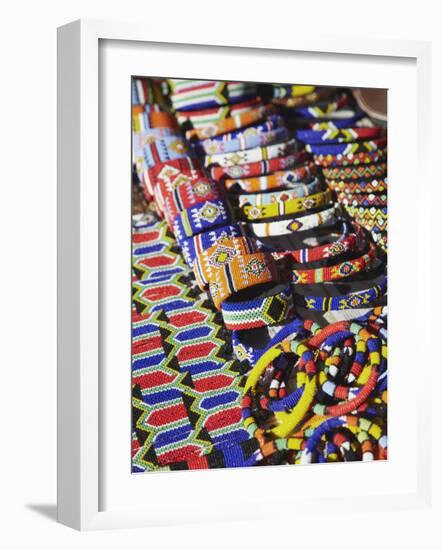 Colourful Traditional African Souvenirs on Beachfront, Durban, Kwazulu-Natal, South Africa-Ian Trower-Framed Photographic Print