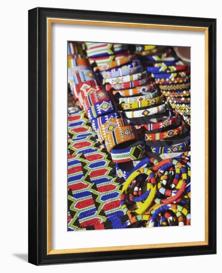 Colourful Traditional African Souvenirs on Beachfront, Durban, Kwazulu-Natal, South Africa-Ian Trower-Framed Photographic Print