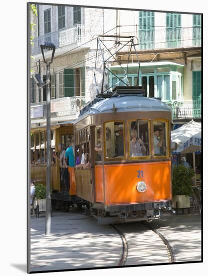 Colourful Tram in Placa Constitucio, Soller, Mallorca, Balearic Islands, Spain, Mediterranean, Euro-Ruth Tomlinson-Mounted Photographic Print