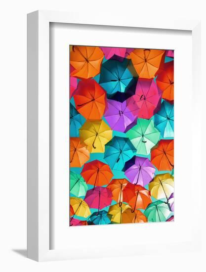 Colourful Umbrellas Collection - Turquoise Sky-Philippe Hugonnard-Framed Photographic Print