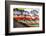 Colourful umbrellas decorate a shopping precinct in England-Charles Bowman-Framed Photographic Print