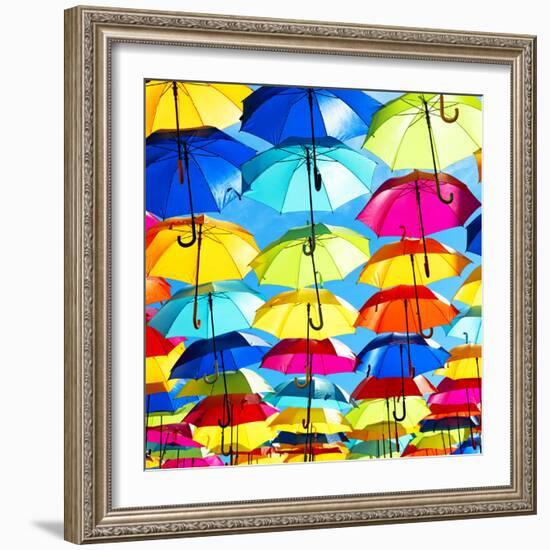 Colourful Umbrellas Square Collection - Blue Sky-Philippe Hugonnard-Framed Photographic Print