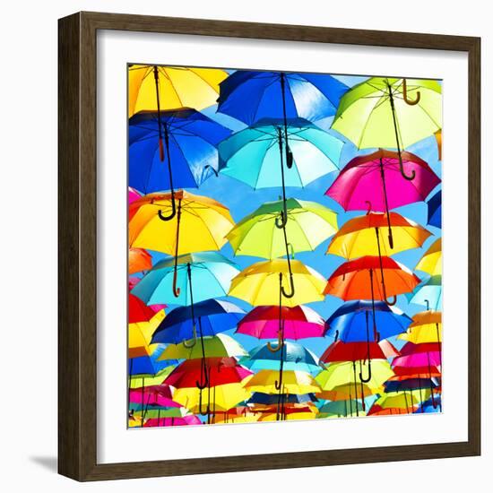 Colourful Umbrellas Square Collection - Blue Sky-Philippe Hugonnard-Framed Photographic Print