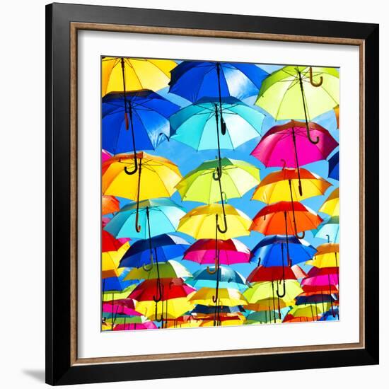 Colourful Umbrellas Square Collection - Blue Sky-Philippe Hugonnard-Framed Photographic Print