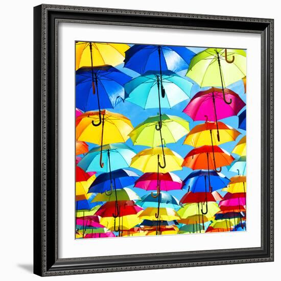 Colourful Umbrellas Square Collection - Blue Sky-Philippe Hugonnard-Framed Photographic Print