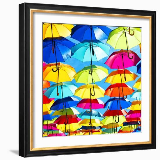 Colourful Umbrellas Square Collection - Blue Sky-Philippe Hugonnard-Framed Photographic Print