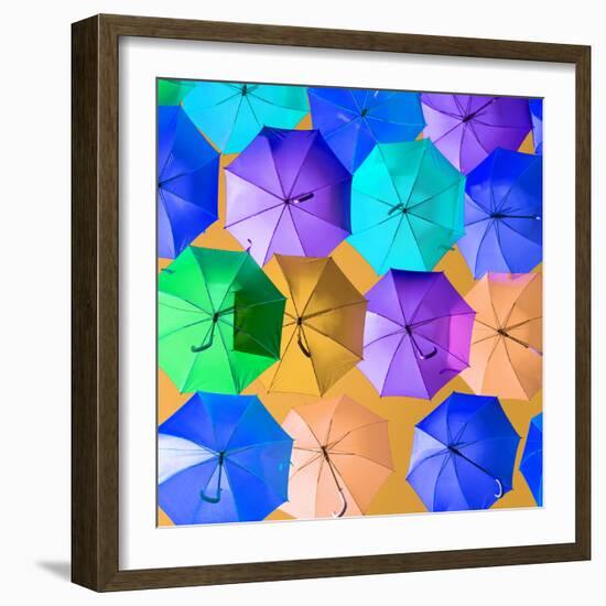 Colourful Umbrellas Square Collection - Orange Sky-Philippe Hugonnard-Framed Photographic Print