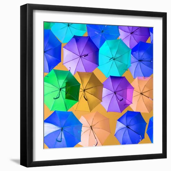 Colourful Umbrellas Square Collection - Orange Sky-Philippe Hugonnard-Framed Photographic Print