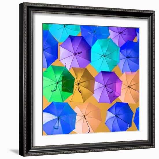 Colourful Umbrellas Square Collection - Orange Sky-Philippe Hugonnard-Framed Photographic Print