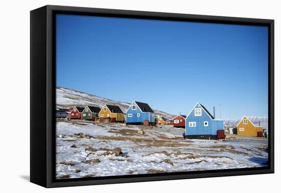 Colourful Wooden Houses in the Village of Qaanaaq-Louise Murray-Framed Premier Image Canvas