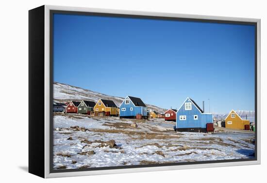 Colourful Wooden Houses in the Village of Qaanaaq-Louise Murray-Framed Premier Image Canvas