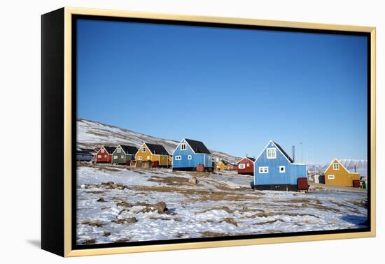 Colourful Wooden Houses in the Village of Qaanaaq-Louise Murray-Framed Premier Image Canvas