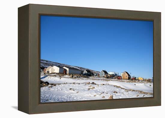 Colourful Wooden Houses in the Village of Qaanaaq-Louise Murray-Framed Premier Image Canvas