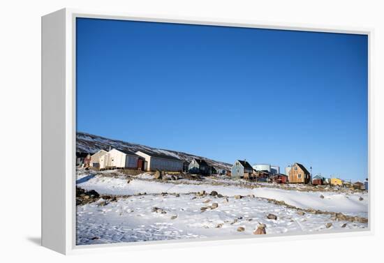 Colourful Wooden Houses in the Village of Qaanaaq-Louise Murray-Framed Premier Image Canvas
