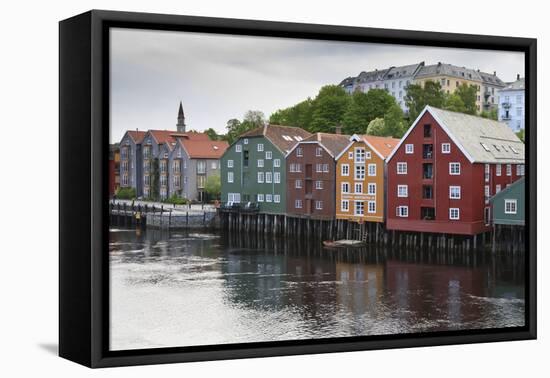 Colourful Wooden Warehouses on Wharf Beside the Nidelva River-Eleanor Scriven-Framed Premier Image Canvas