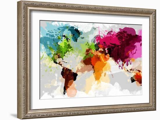 Colourful World Map-GraphINC-Framed Art Print