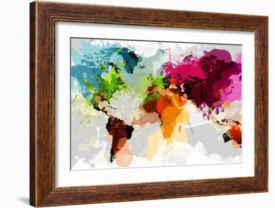 Colourful World Map-GraphINC-Framed Art Print