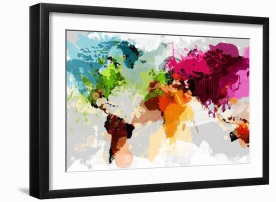 Colourful World Map-GraphINC-Framed Art Print