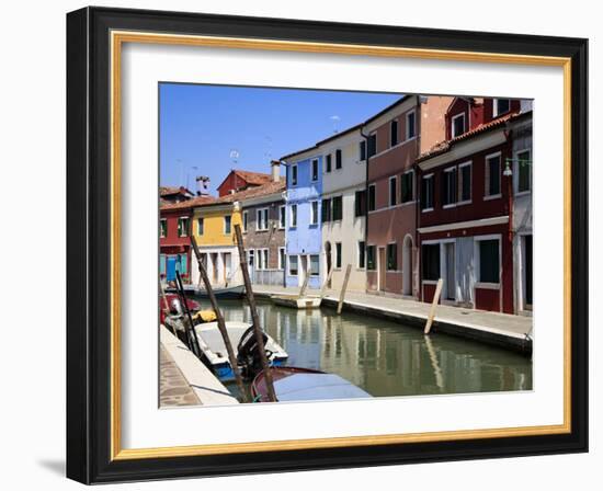 Colourfully Painted Houses Situated on Canal Banks on the Island of Burano, Located Near Venice, Ve-Kimberley Coole-Framed Photographic Print