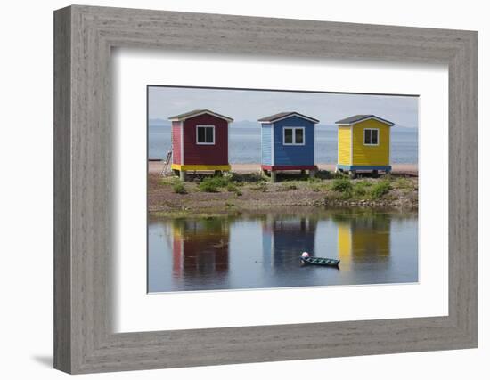 Colourfully Painted Huts by Shore of Atlantic Ocean at Heart's Delight-Islington in Newfoundland-Stuart Forster-Framed Photographic Print