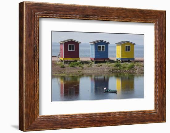 Colourfully Painted Huts by Shore of Atlantic Ocean at Heart's Delight-Islington in Newfoundland-Stuart Forster-Framed Photographic Print