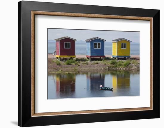 Colourfully Painted Huts by Shore of Atlantic Ocean at Heart's Delight-Islington in Newfoundland-Stuart Forster-Framed Photographic Print