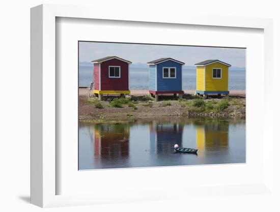 Colourfully Painted Huts by Shore of Atlantic Ocean at Heart's Delight-Islington in Newfoundland-Stuart Forster-Framed Photographic Print