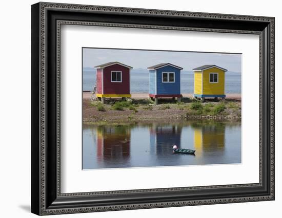 Colourfully Painted Huts by Shore of Atlantic Ocean at Heart's Delight-Islington in Newfoundland-Stuart Forster-Framed Photographic Print