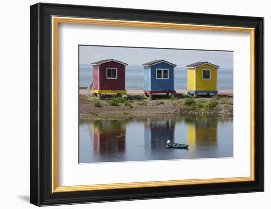 Colourfully Painted Huts by Shore of Atlantic Ocean at Heart's Delight-Islington in Newfoundland-Stuart Forster-Framed Photographic Print