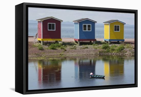 Colourfully Painted Huts by Shore of Atlantic Ocean at Heart's Delight-Islington in Newfoundland-Stuart Forster-Framed Premier Image Canvas