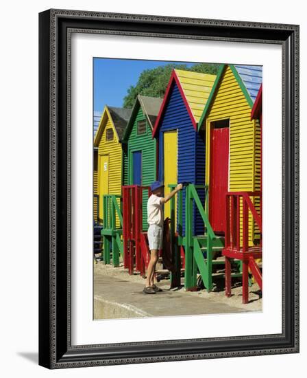 Colourfully Painted Victorian Bathing Huts in False Bay, Cape Town, South Africa, Africa-Yadid Levy-Framed Photographic Print