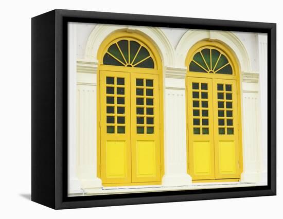 Colourfully Painted Window Shutters in Little India, Singapore, Southeast Asia-Amanda Hall-Framed Premier Image Canvas