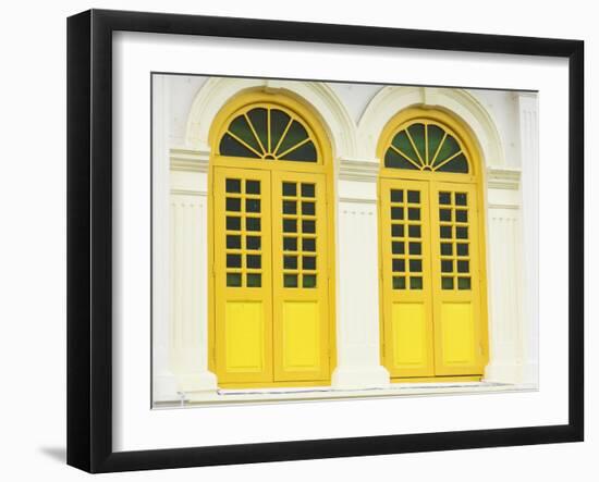 Colourfully Painted Window Shutters in Little India, Singapore, Southeast Asia-Amanda Hall-Framed Photographic Print