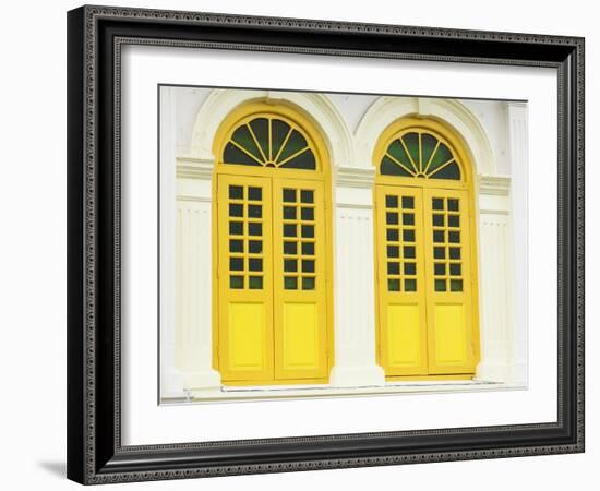 Colourfully Painted Window Shutters in Little India, Singapore, Southeast Asia-Amanda Hall-Framed Photographic Print