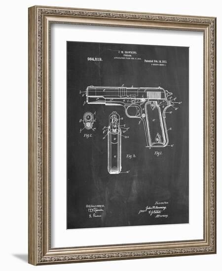 Colt 45 Patent 1911, Firearm Patent-null-Framed Art Print