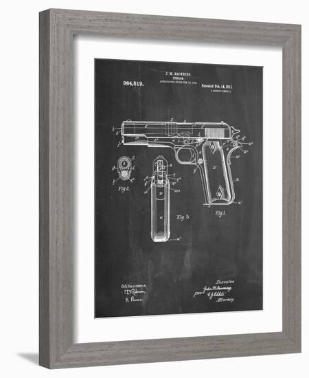 Colt 45 Patent 1911, Firearm Patent-null-Framed Art Print