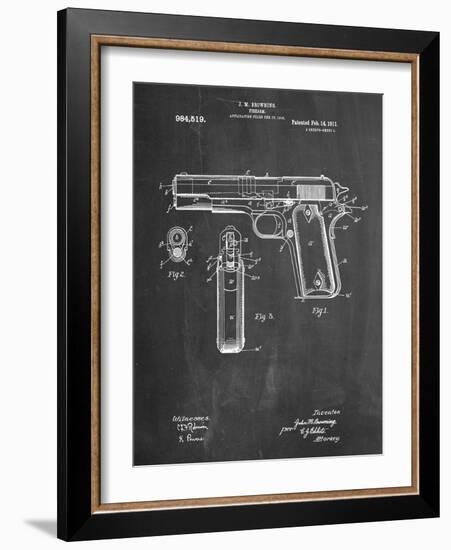 Colt 45 Patent 1911, Firearm Patent-null-Framed Art Print