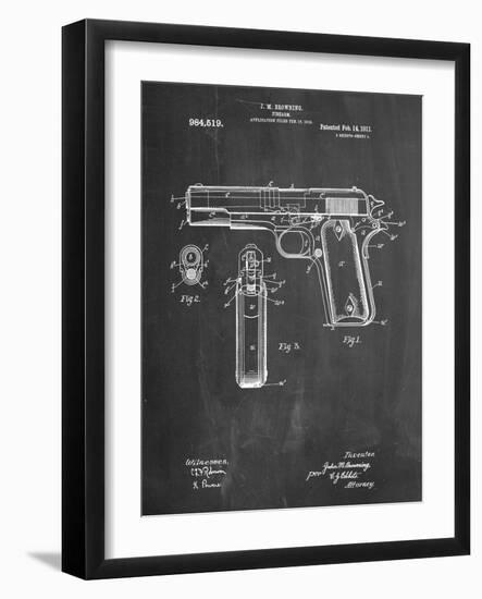 Colt 45 Patent 1911, Firearm Patent-null-Framed Art Print