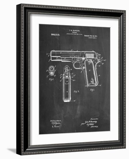 Colt 45 Patent 1911, Firearm Patent-null-Framed Art Print