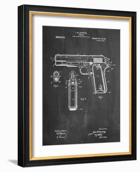 Colt 45 Patent 1911, Firearm Patent-null-Framed Art Print