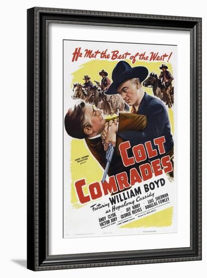 Colt Comrades, from Left: Victory Jory, William Boyd, 1943-null-Framed Art Print